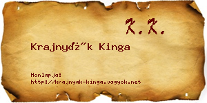 Krajnyák Kinga névjegykártya